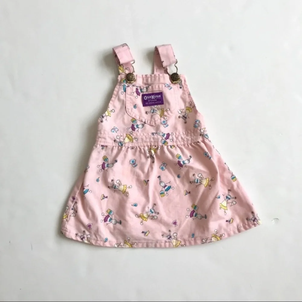VTG Oshkosh pink beach girl denim dress jumper 2T